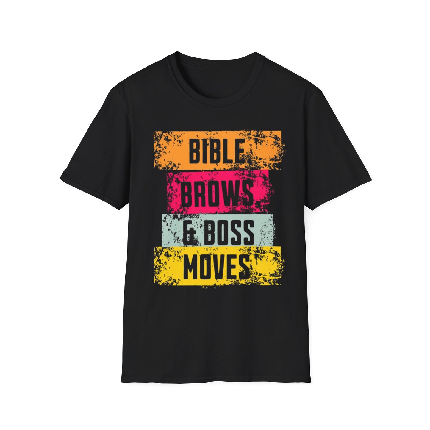 Inspirational Unisex Softstyle T-Shirt - Bible Brows & Boss Moves