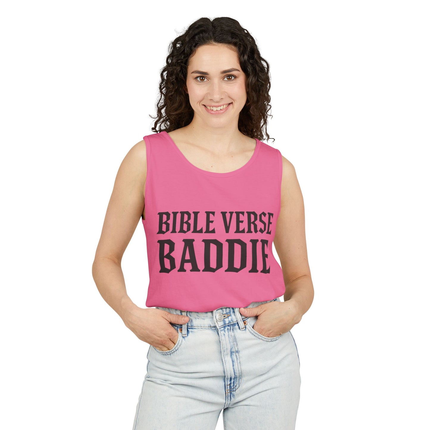 Bible Verse Baddie Unisex Garment-Dyed Tank Top