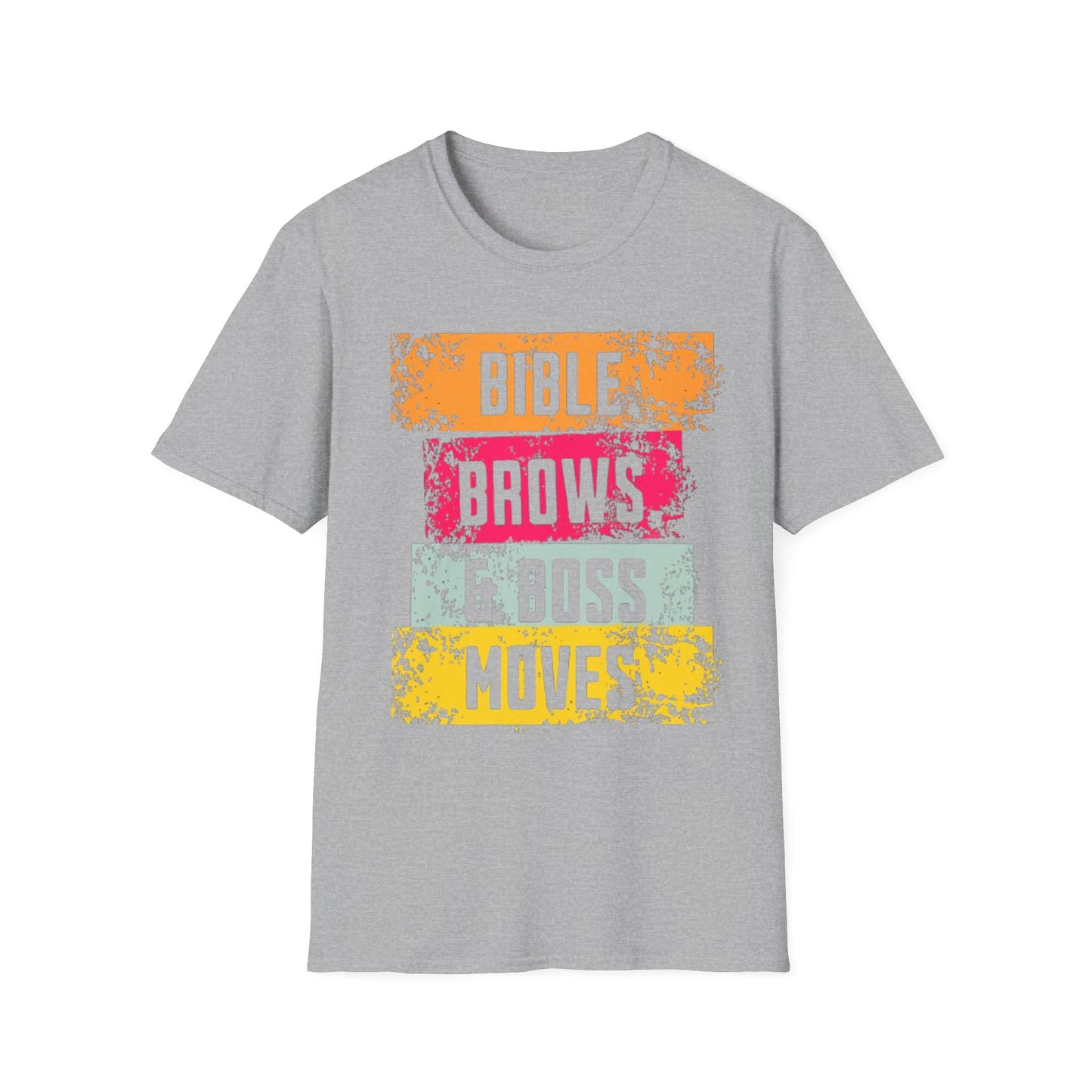 Inspirational Unisex Softstyle T-Shirt - Bible Brows & Boss Moves