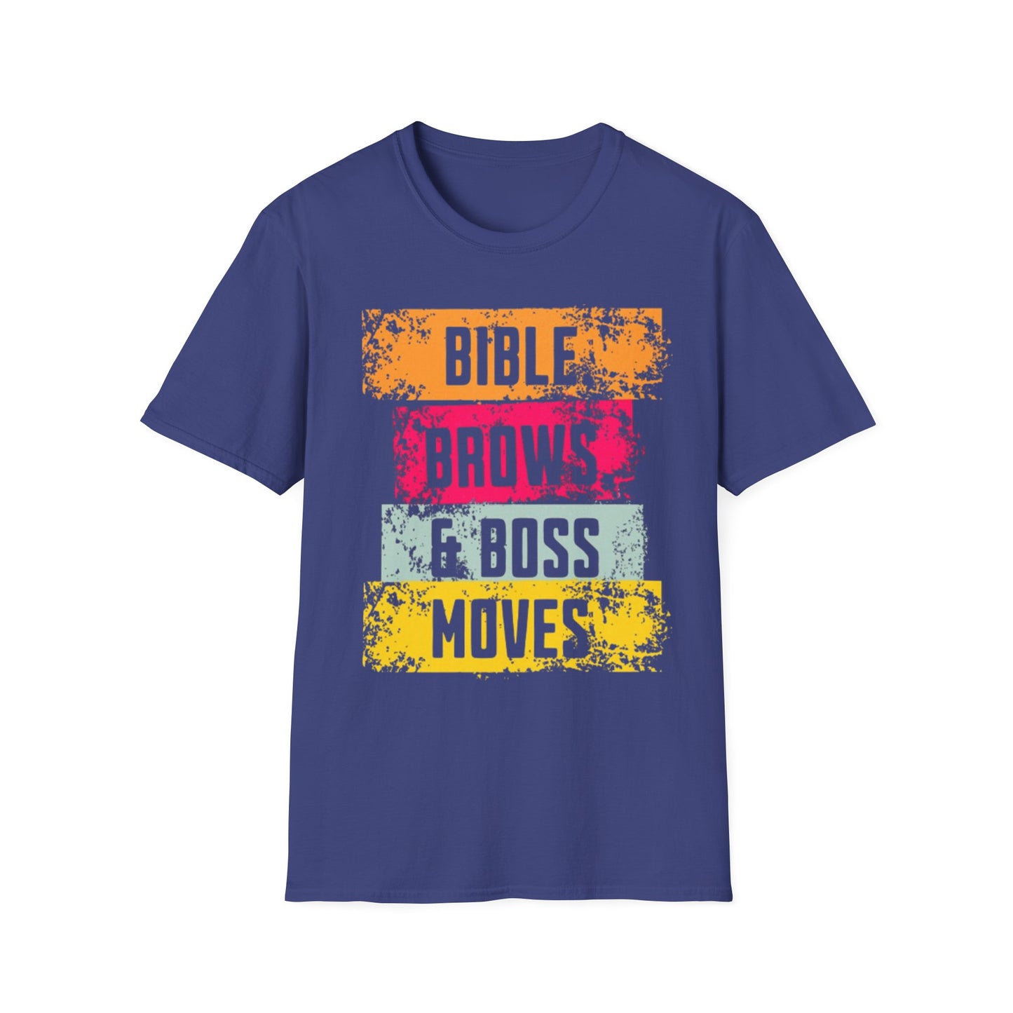 Inspirational Unisex Softstyle T-Shirt - Bible Brows & Boss Moves