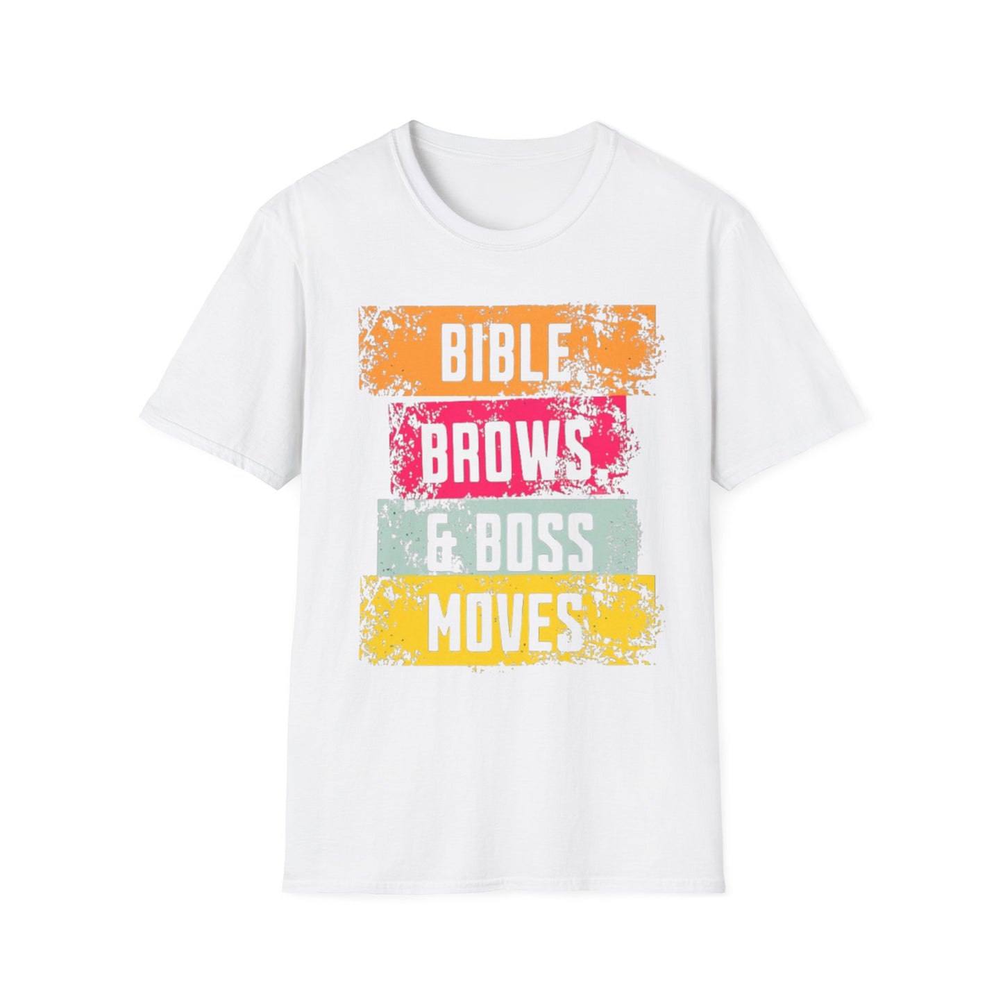 Inspirational Unisex Softstyle T-Shirt - Bible Brows & Boss Moves