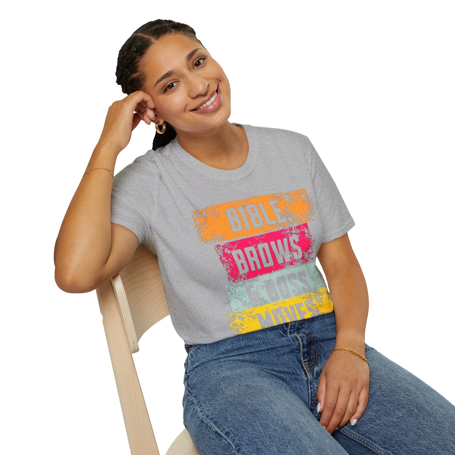 Inspirational Unisex Softstyle T-Shirt - Bible Brows & Boss Moves