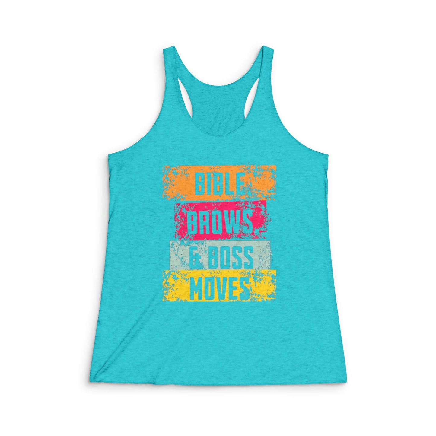 Inspirational Women's Racerback Tank - Bible Brows & Boss Moves Tee