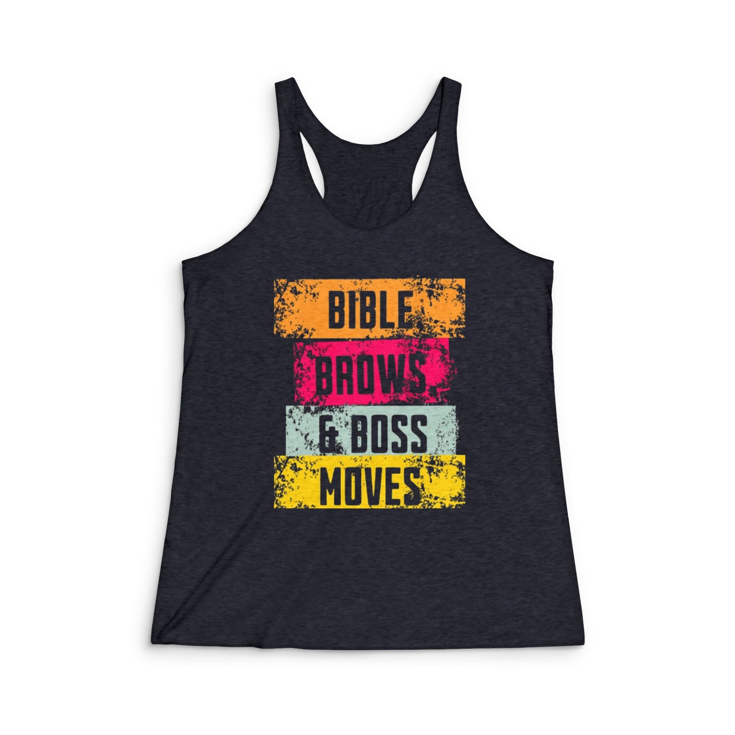 Inspirational Women's Racerback Tank - Bible Brows & Boss Moves Tee