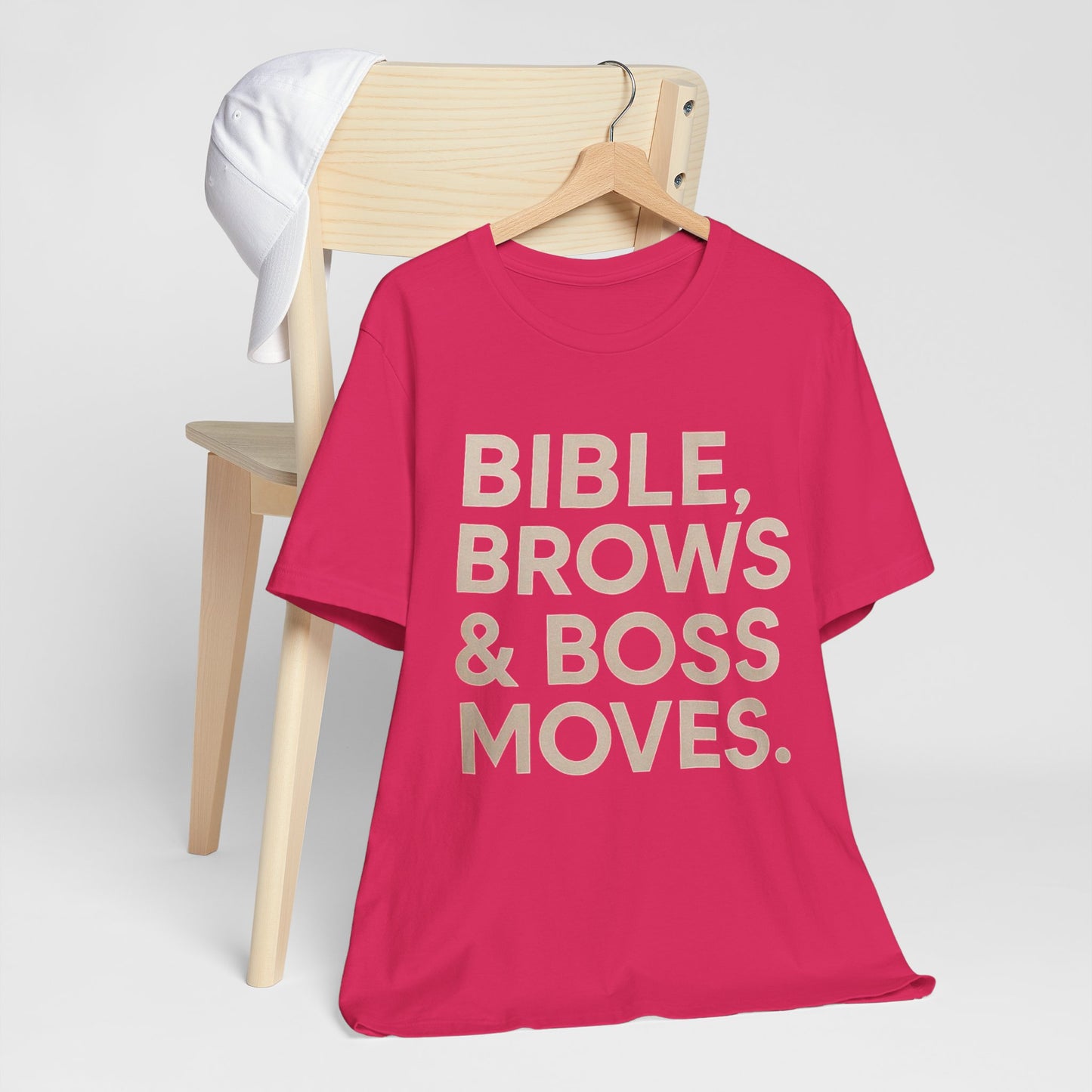 Bible, Brows & Boss Moves Unisex Tee - Inspirational Shirt for Faith, Empowerment, Women’s Gift, Church Events, Casual Wear