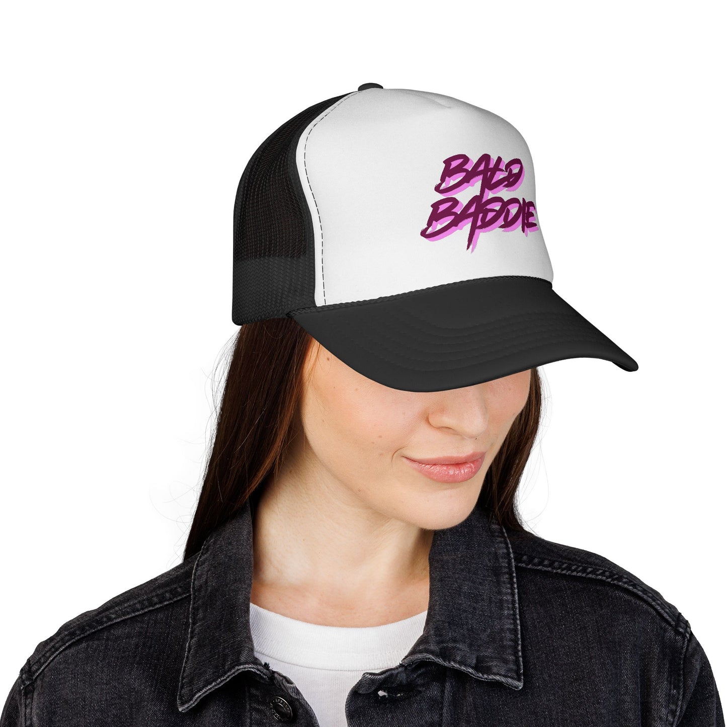 Bad Baddie Trucker Cap | Retro Pink Script Mesh Hat