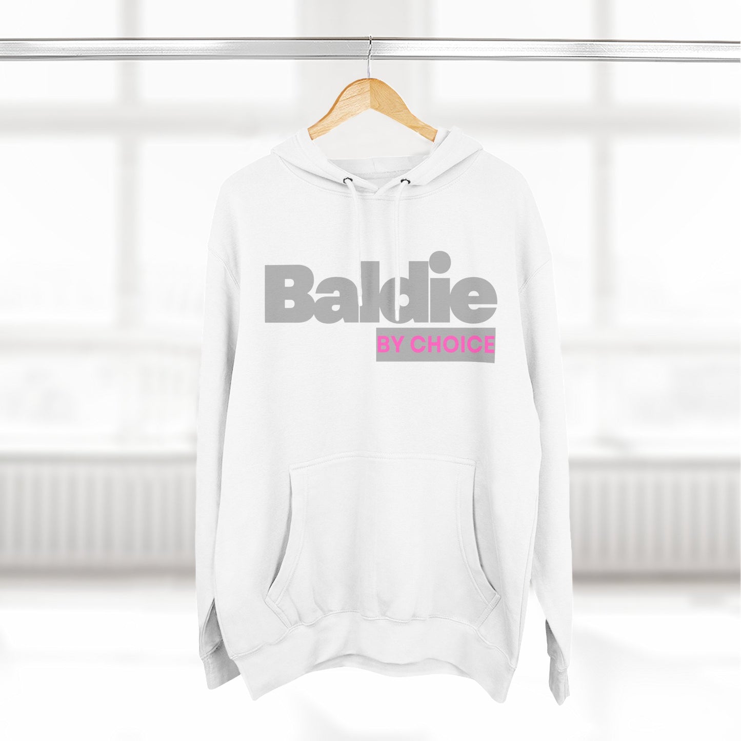 Baldie by Choice Hoodie — Bold Grey & Pink Statement Fleece Hoodie
