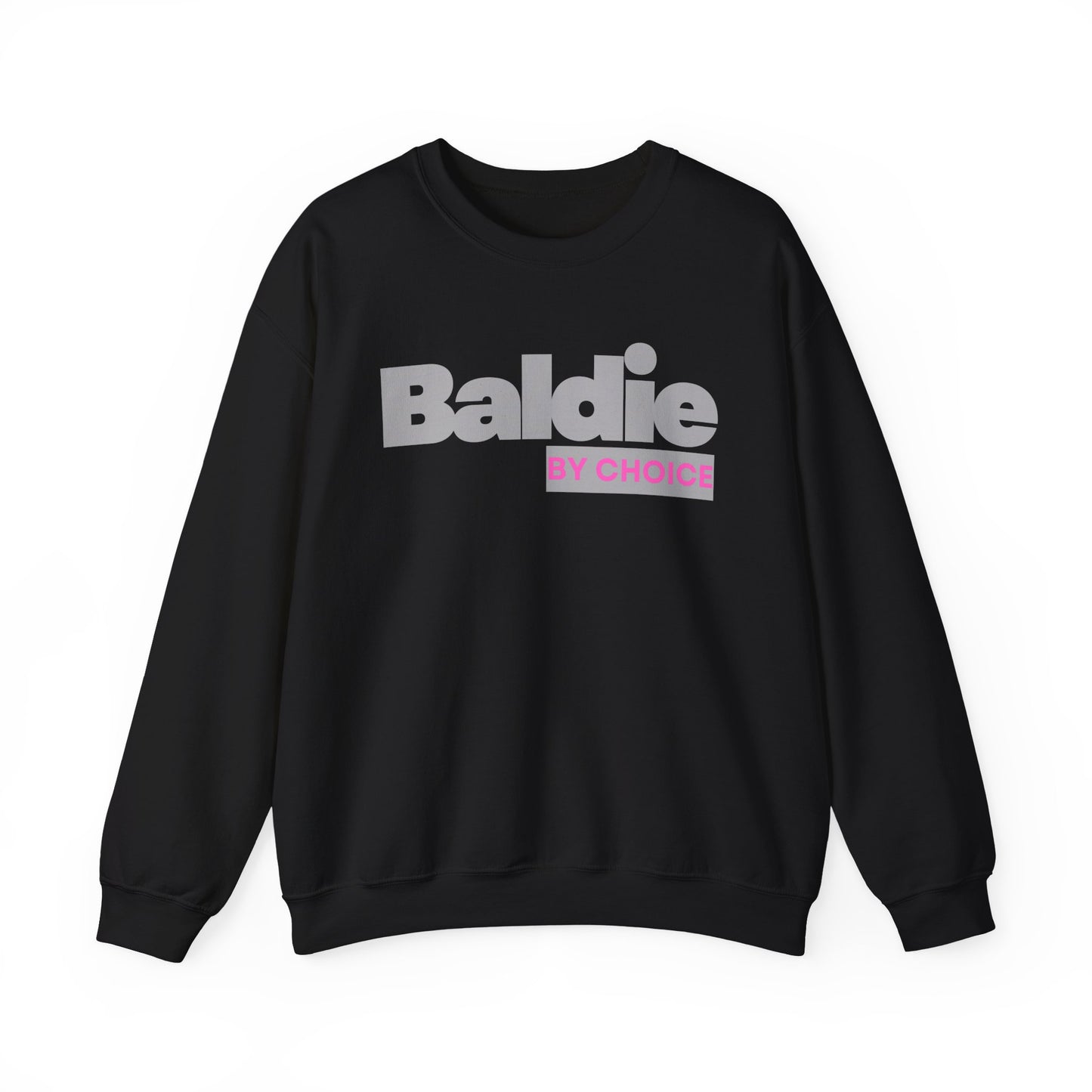 Baldie by Choice Sweatshirt | Bold Typography, Pink Accent