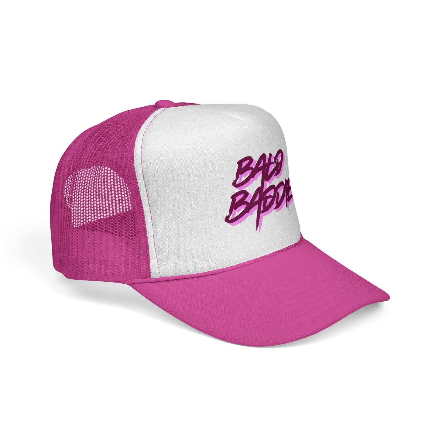 Bad Baddie Trucker Cap | Retro Pink Script Mesh Hat