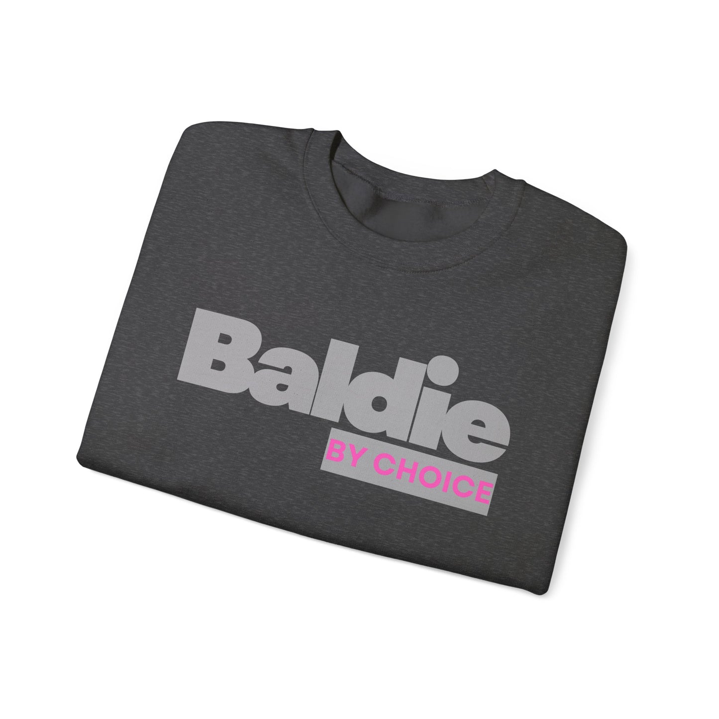 Baldie by Choice Sweatshirt | Bold Typography, Pink Accent