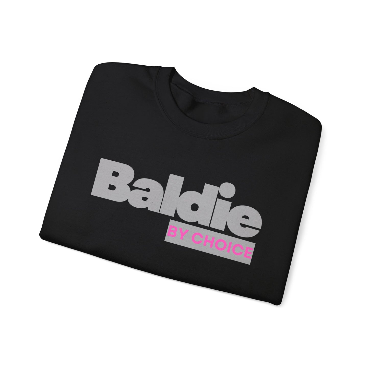 Baldie by Choice Sweatshirt | Bold Typography, Pink Accent