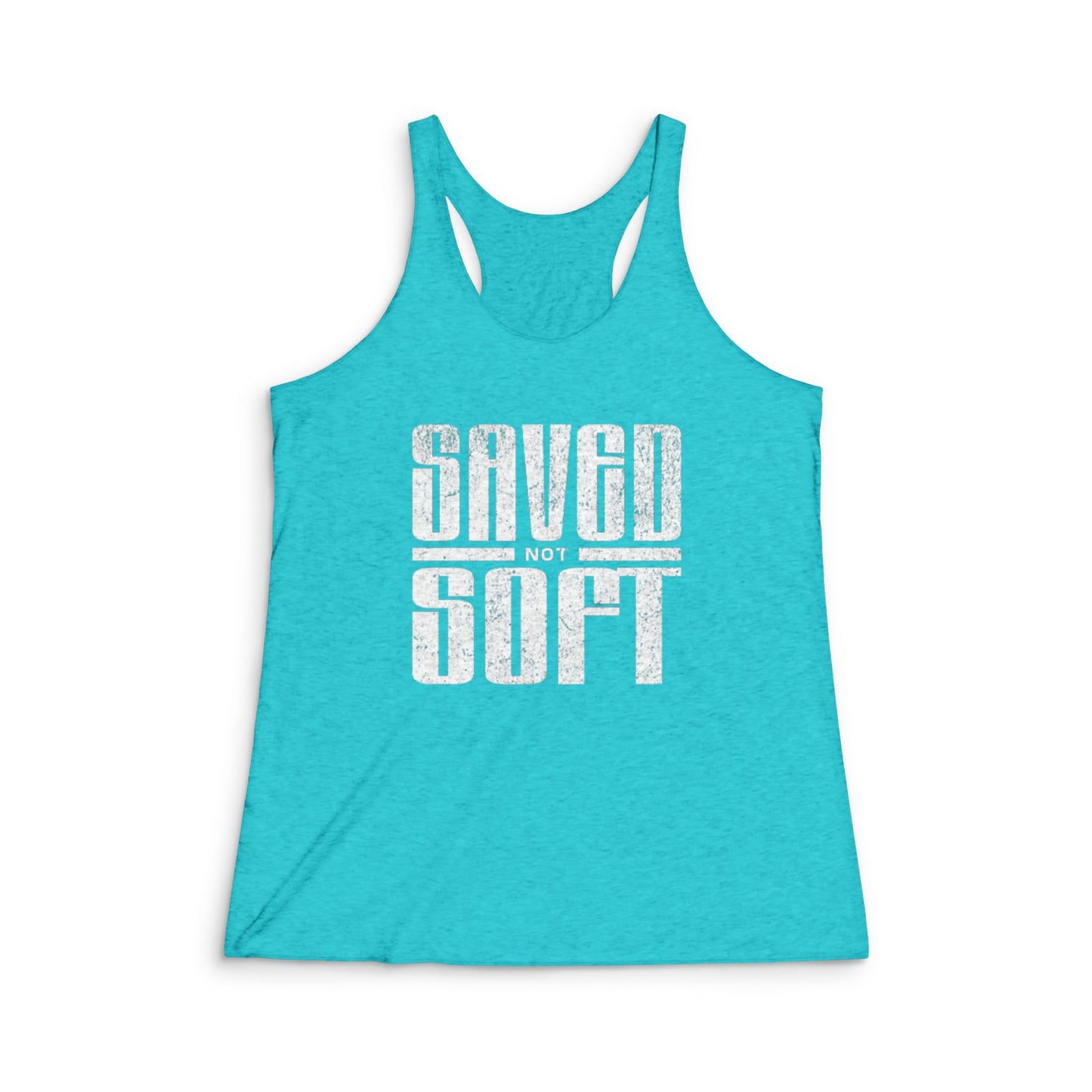 Saved Not Soft Racerback Tank - Women's Workout Top, Casual Exercise Shirt, Gym Apparel, Summer Activewear, Inspirational Tees