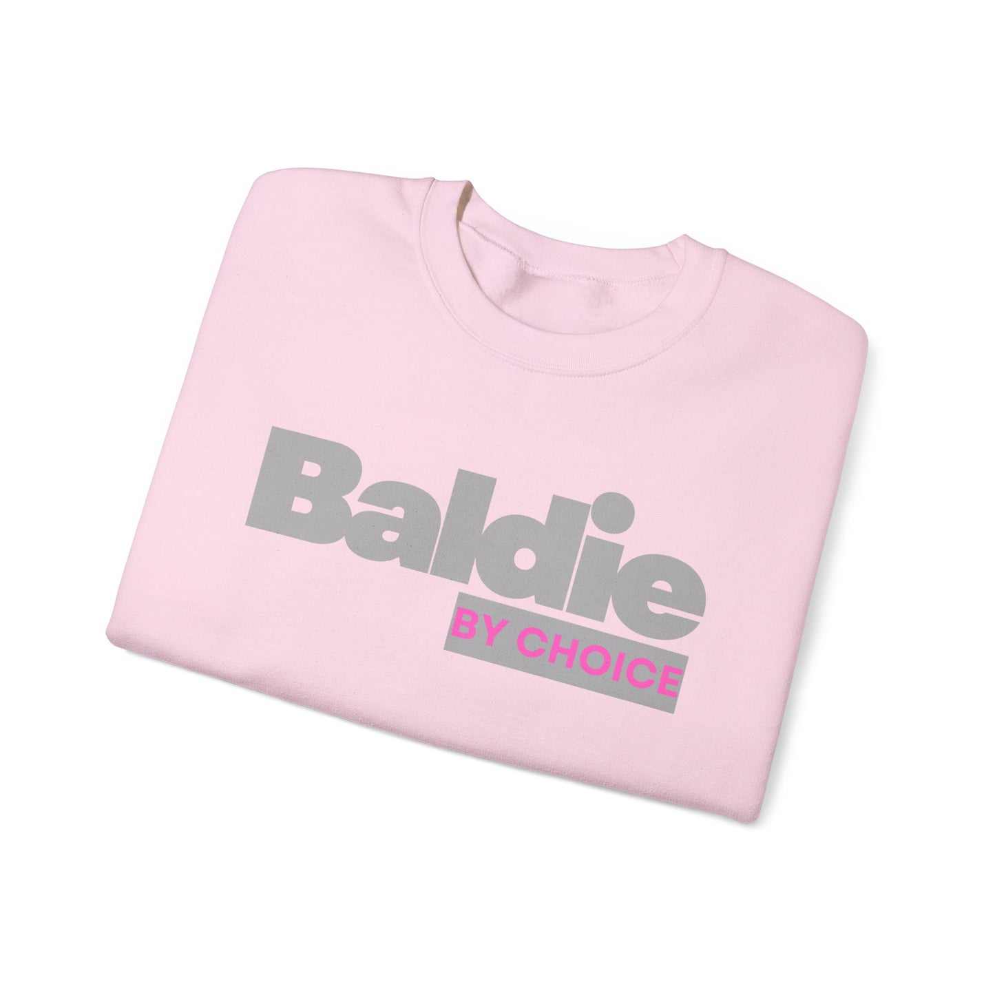 Baldie by Choice Sweatshirt | Bold Typography, Pink Accent
