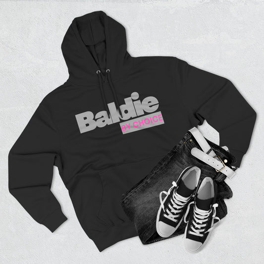 Baldie by Choice Hoodie Bold Grey  Pink Statement Fleece Hoodie