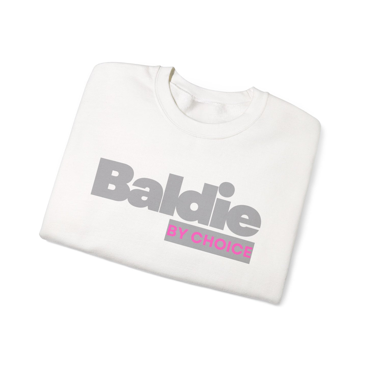 Baldie by Choice Sweatshirt | Bold Typography, Pink Accent