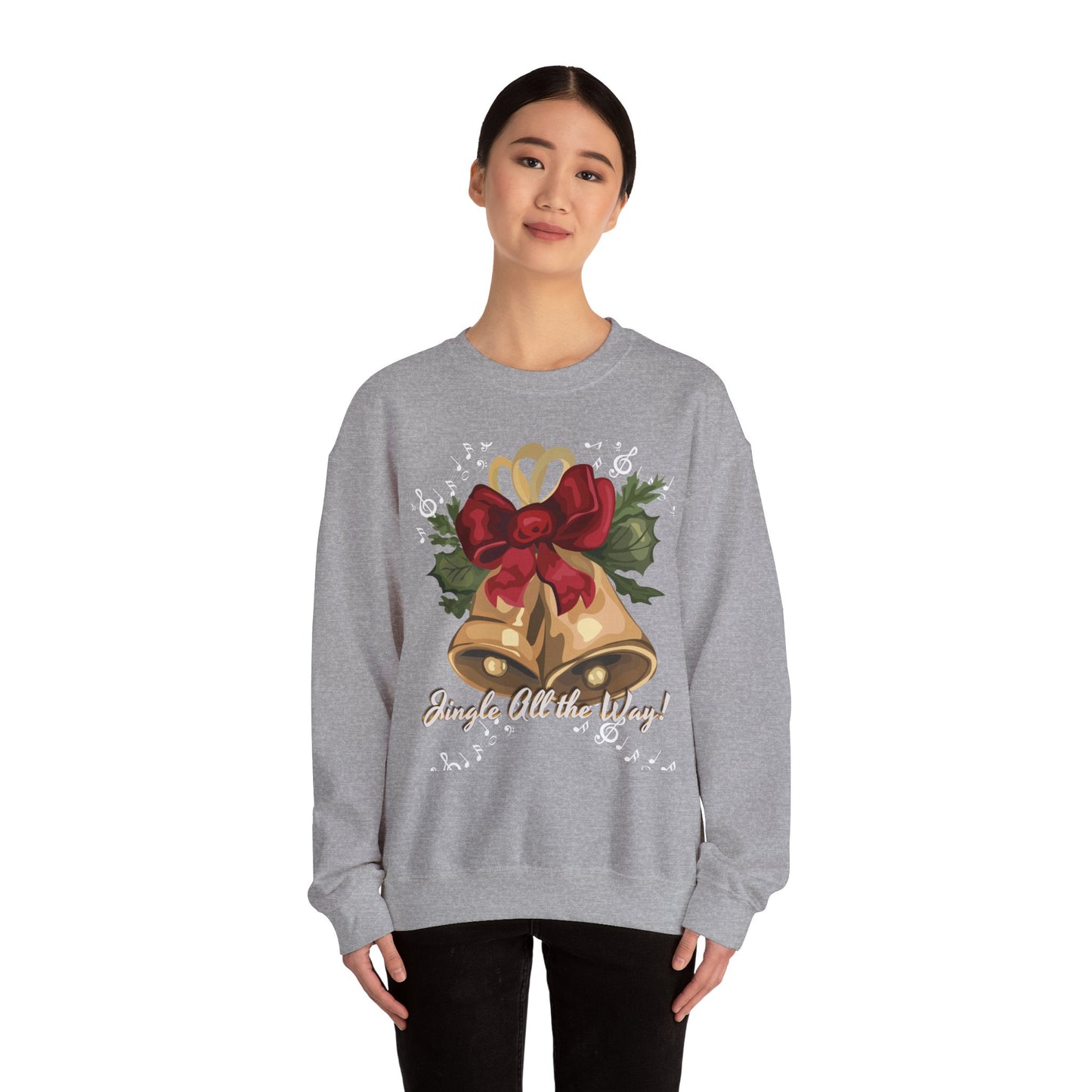 Christmas Bells Crewneck Sweatshirt - 'Jingle All the Way!' Unisex Holiday Sweatshirt