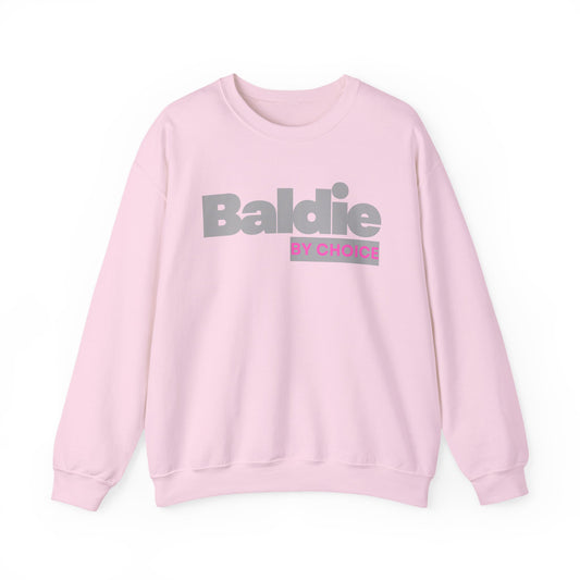 Baldie by Choice Sweatshirt | Bold Typography, Pink Accent