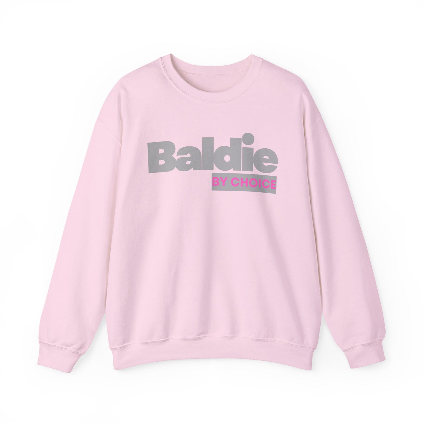 Baldie by Choice Sweatshirt | Bold Typography, Pink Accent