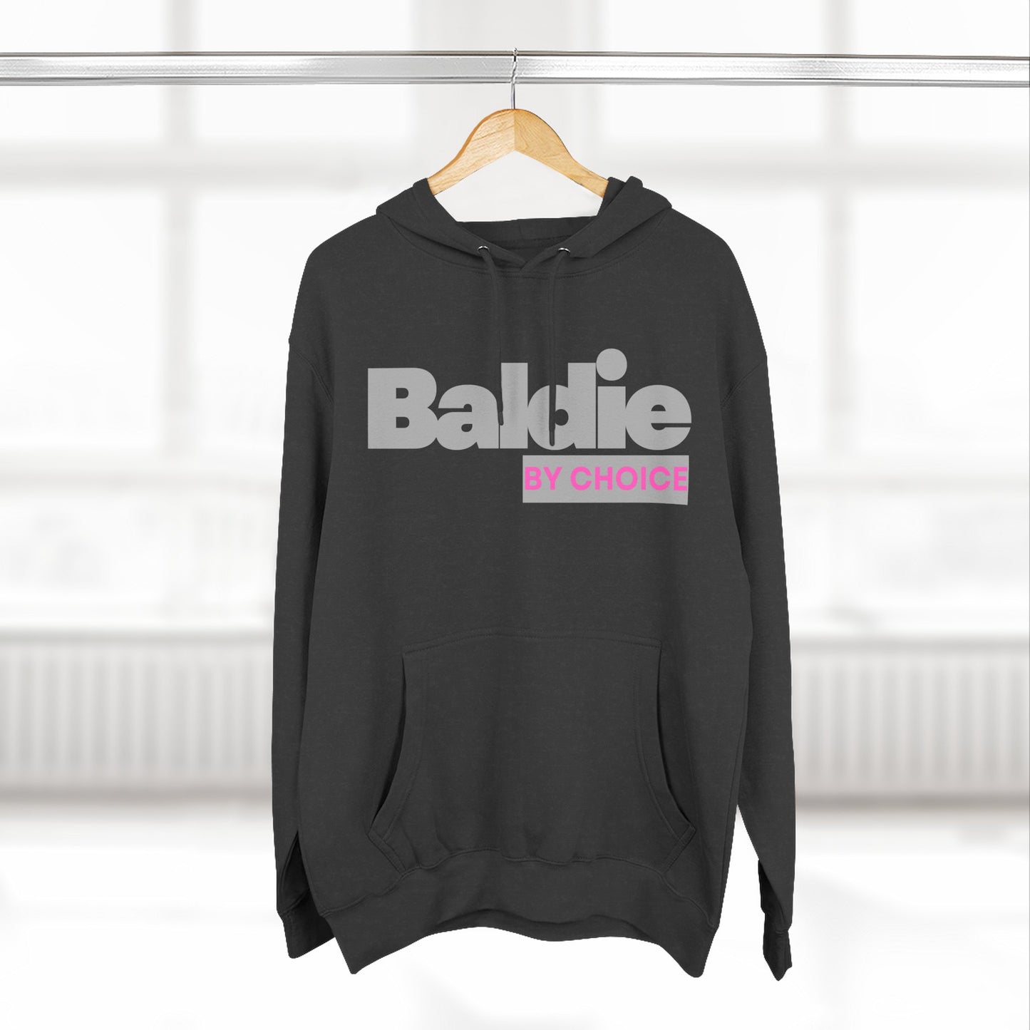 Baldie by Choice Hoodie — Bold Grey & Pink Statement Fleece Hoodie