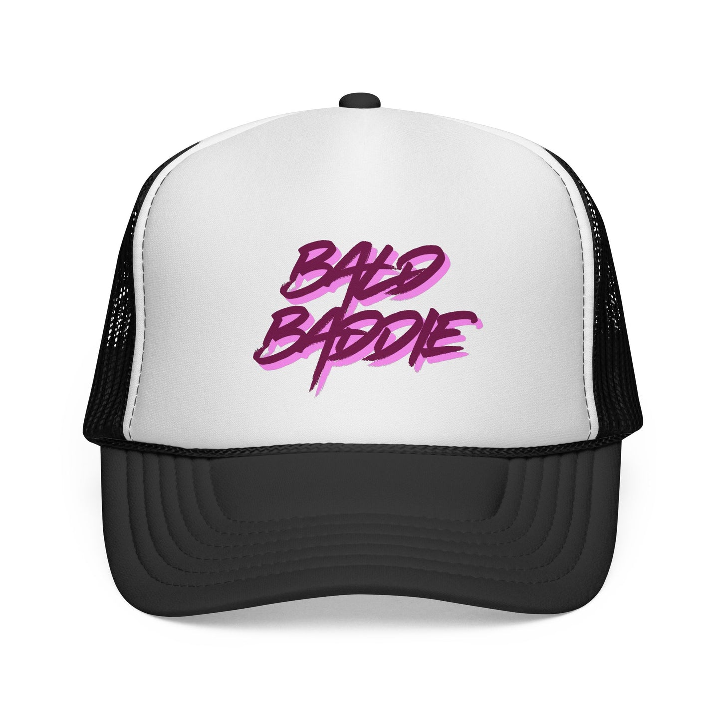 Bad Baddie Trucker Cap | Retro Pink Script Mesh Hat