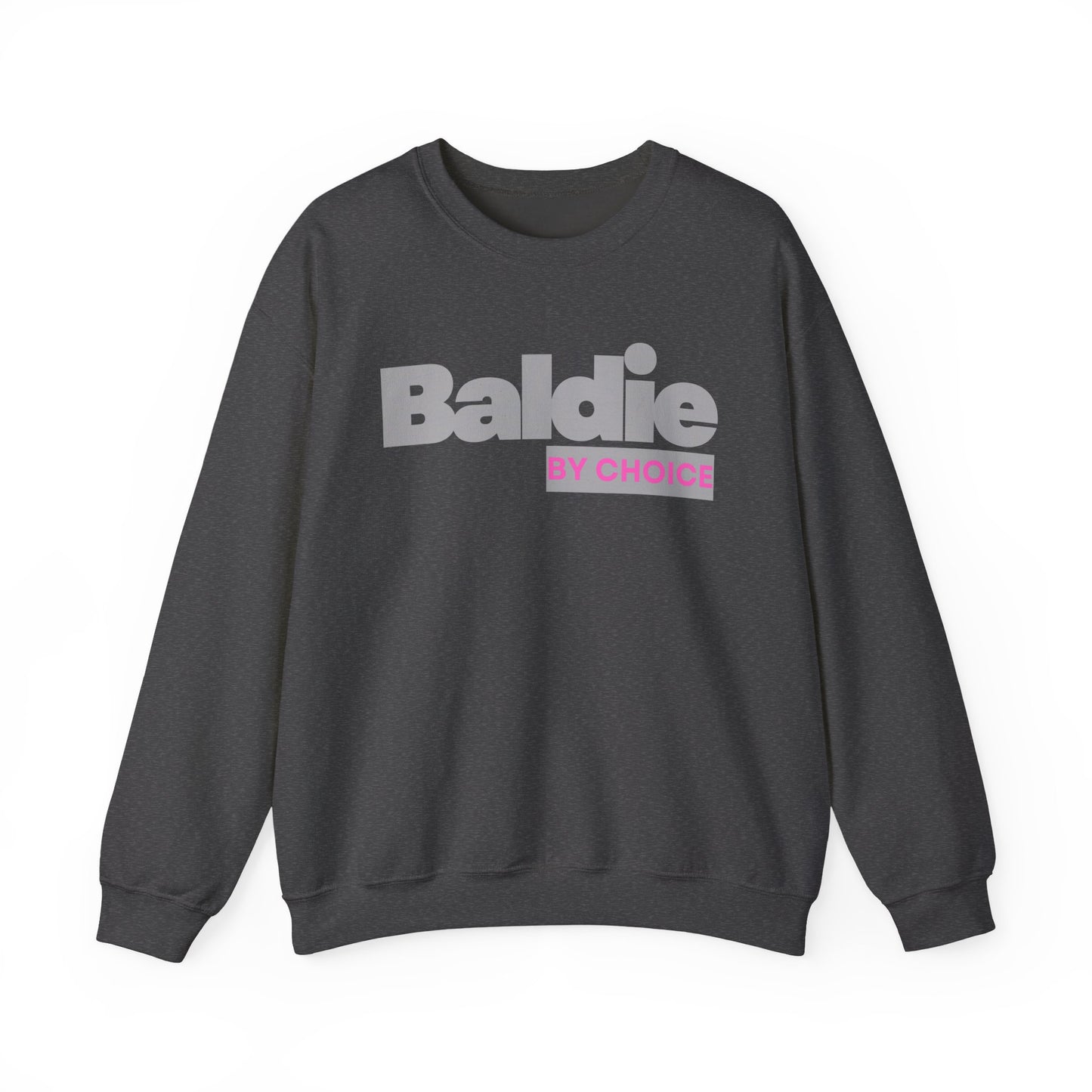 Baldie by Choice Sweatshirt | Bold Typography, Pink Accent