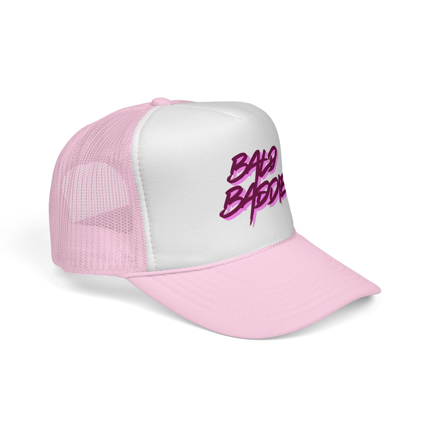 Bad Baddie Trucker Cap | Retro Pink Script Mesh Hat