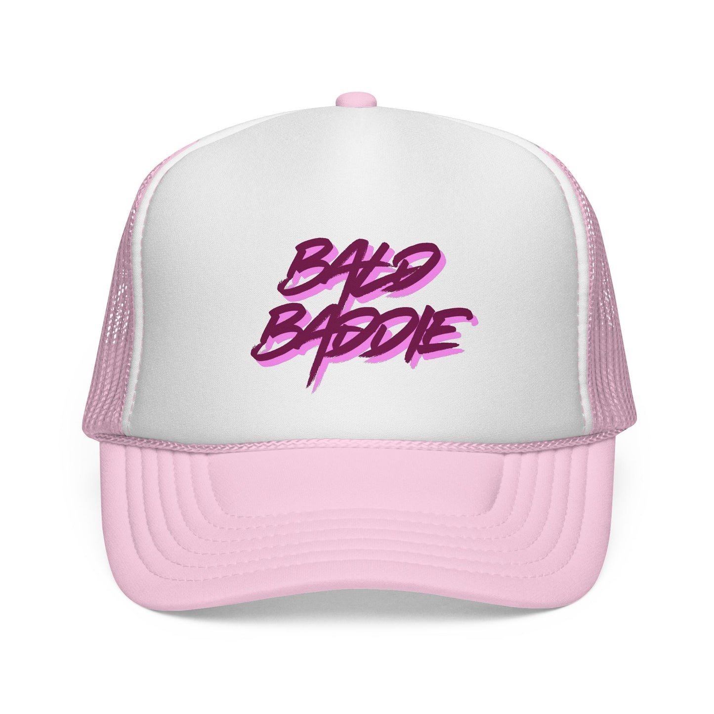 Bad Baddie Trucker Cap | Retro Pink Script Mesh Hat