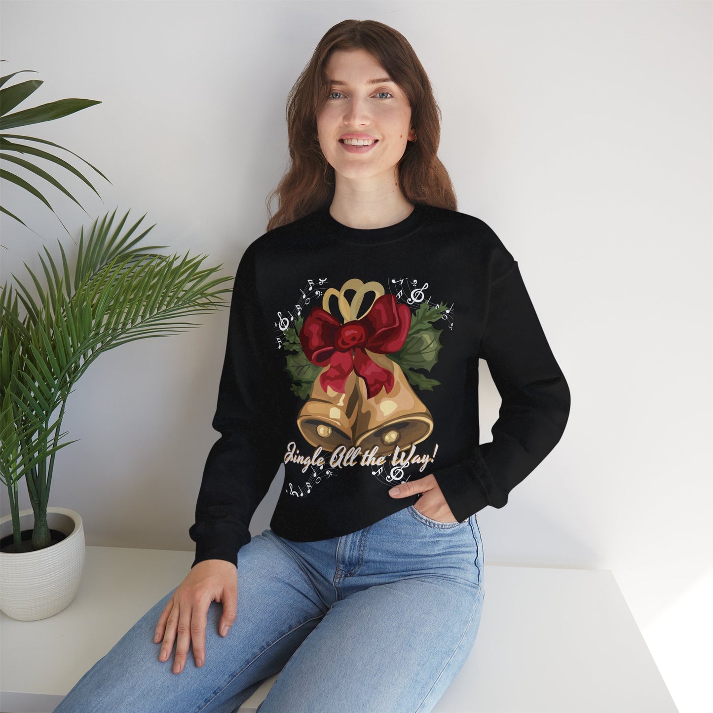 Christmas Bells Crewneck Sweatshirt - 'Jingle All the Way!' Unisex Holiday Sweatshirt