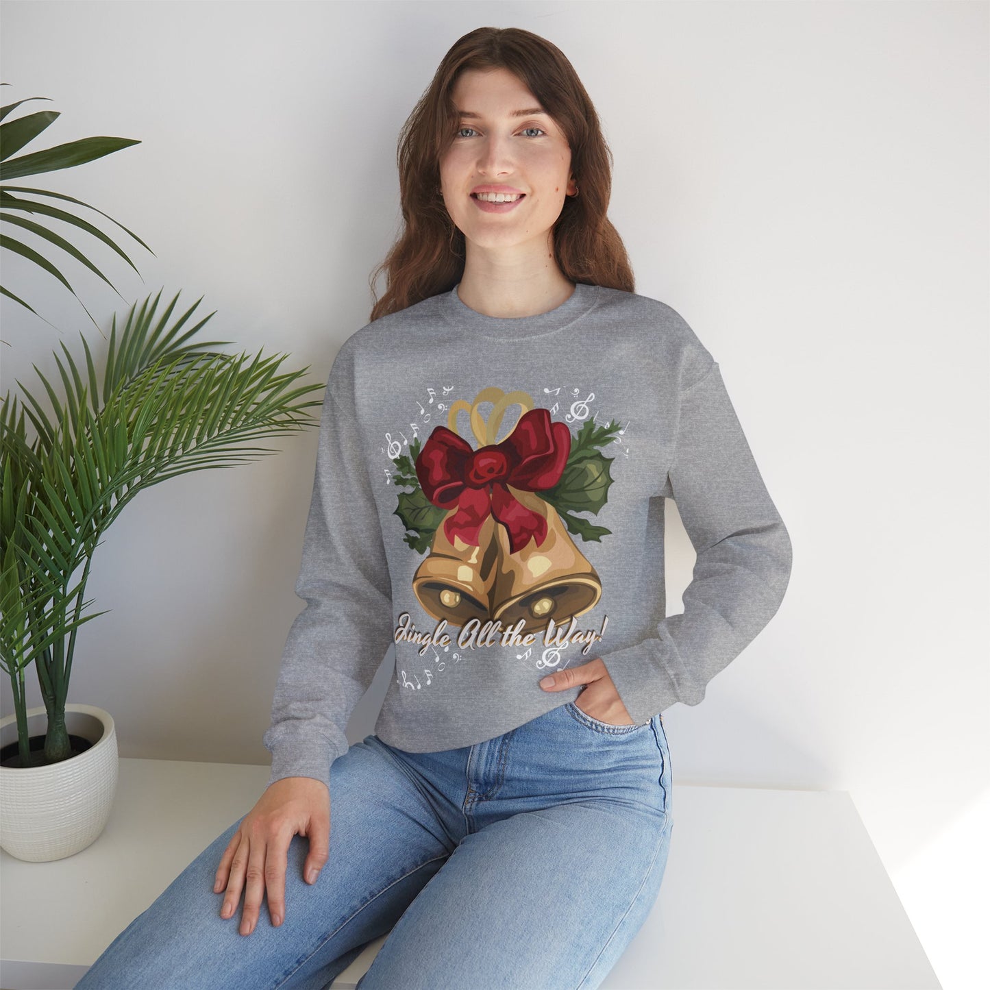 Christmas Bells Crewneck Sweatshirt - 'Jingle All the Way!' Unisex Holiday Sweatshirt