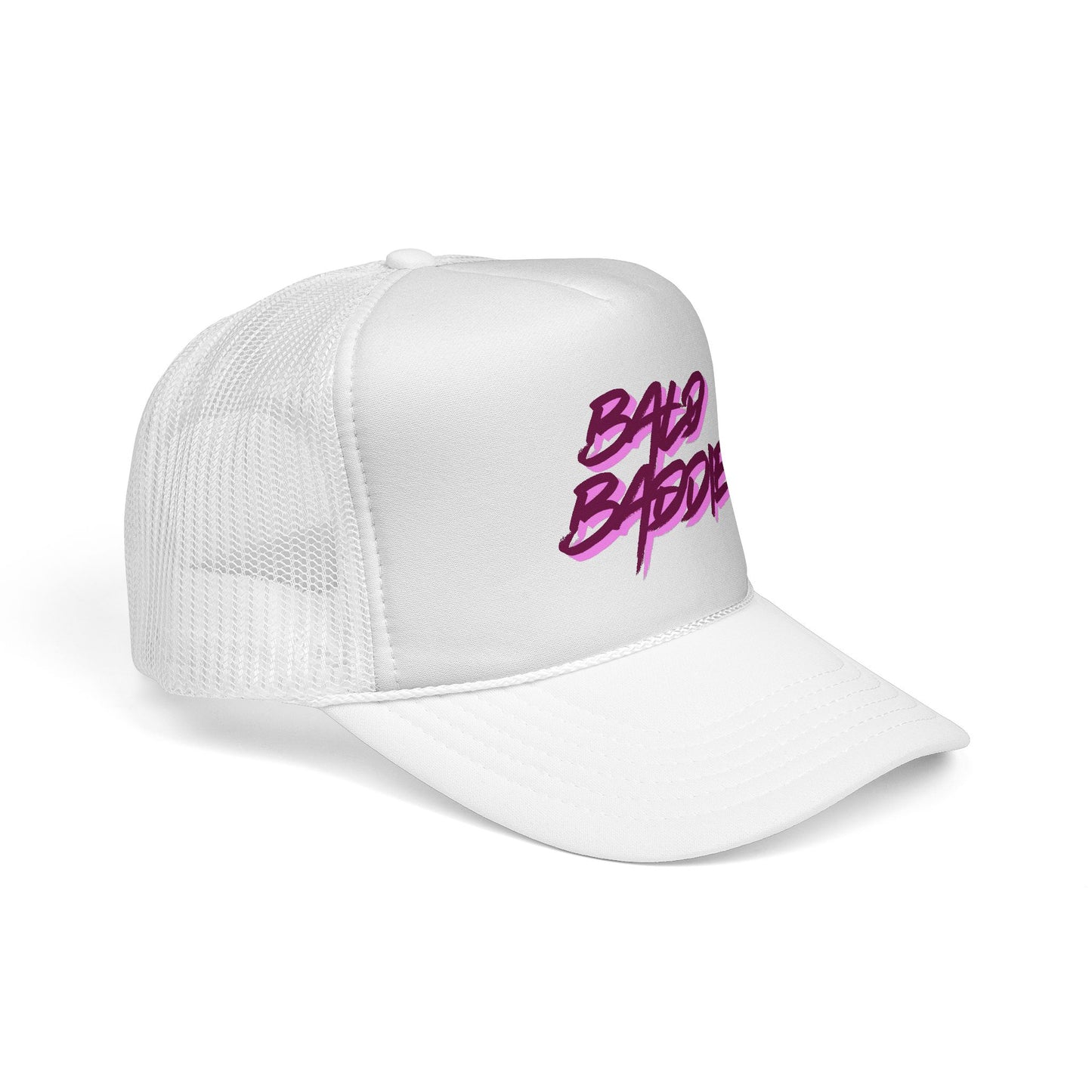 Bad Baddie Trucker Cap | Retro Pink Script Mesh Hat